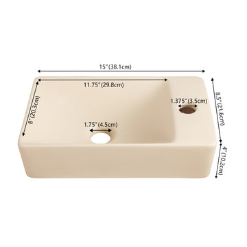 Felix 15 in. W x 8 in. D Modern Wall Mounted Rectangular Ceramic Mini Sink
